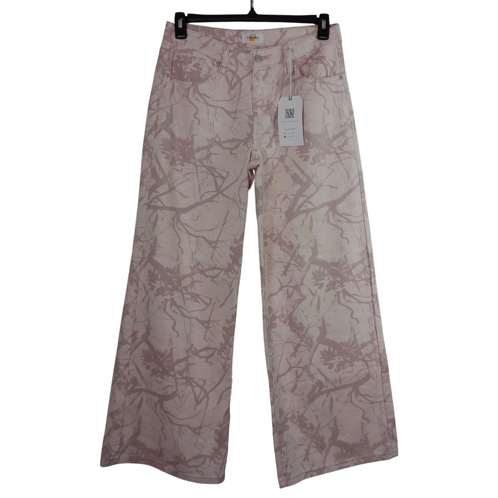 Cali 1850 Pink Tree Branch Camo High Rise Wide Leg Jeans Y2K Streetwear 11 30